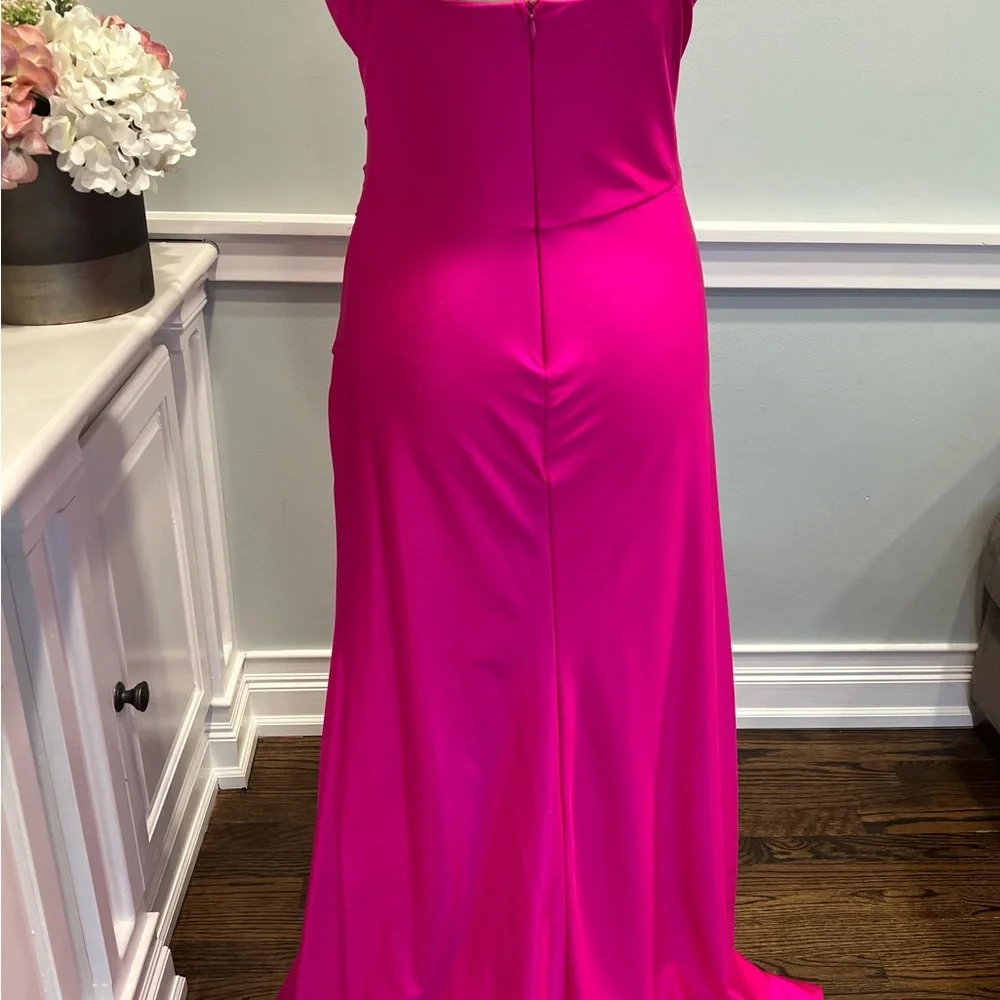 Pink Ruched Wrap Cocktail Dress - Picture 5 of 6